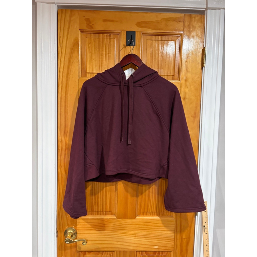Athleta Steady State Crop Hoodie Sweatshirt Women’s Medium Burgundy Maroon Modal